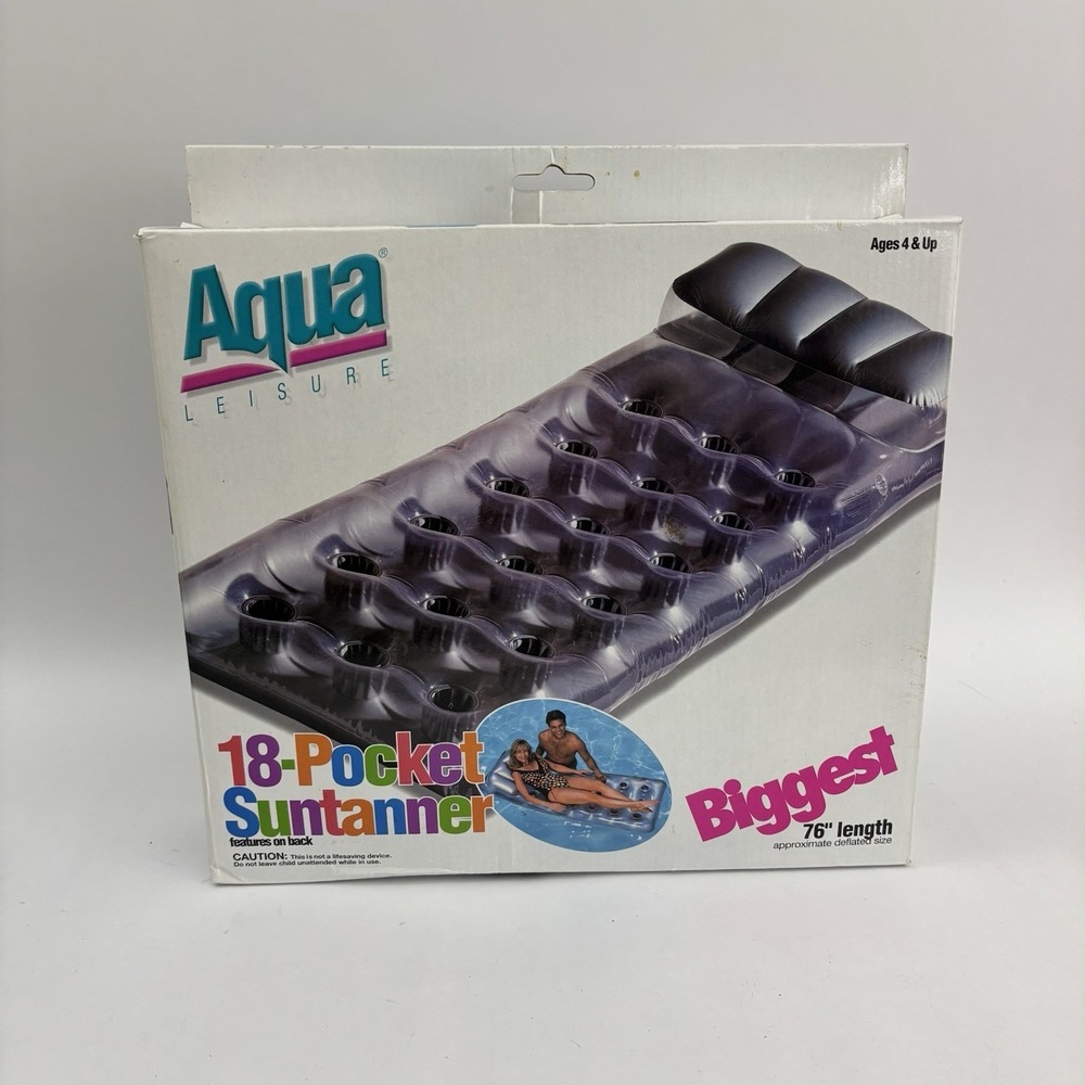 VTG 1997 Aqua Leisure 18-Pocket Suntanner Pool Float 76" Long New Old Stock
